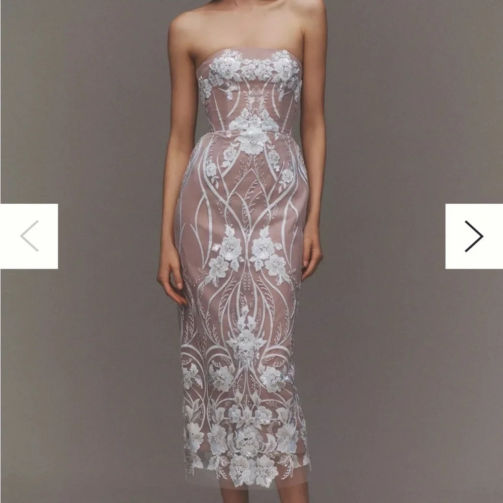 NWT HELSI Catherine sequin Floral Lace strapless Dress XS - Picture 1 of 11